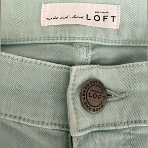 Ann Taylor LOFT soft mint green 31/12  made & loved modern skinny crop jeans